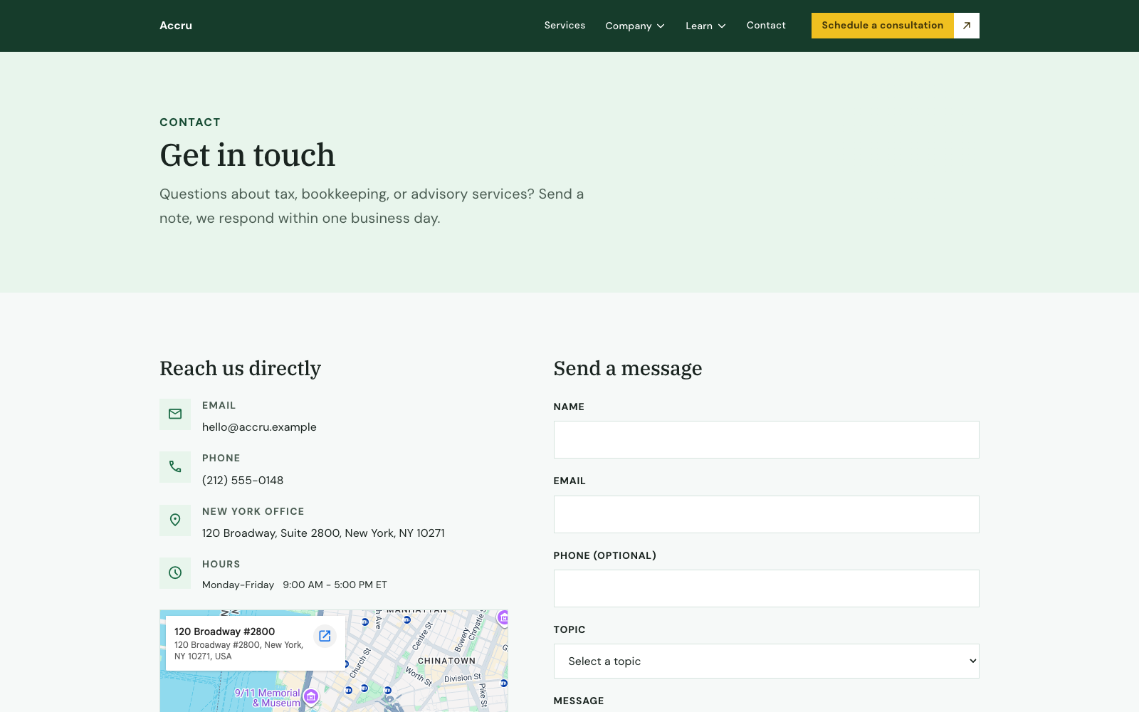 Contact page